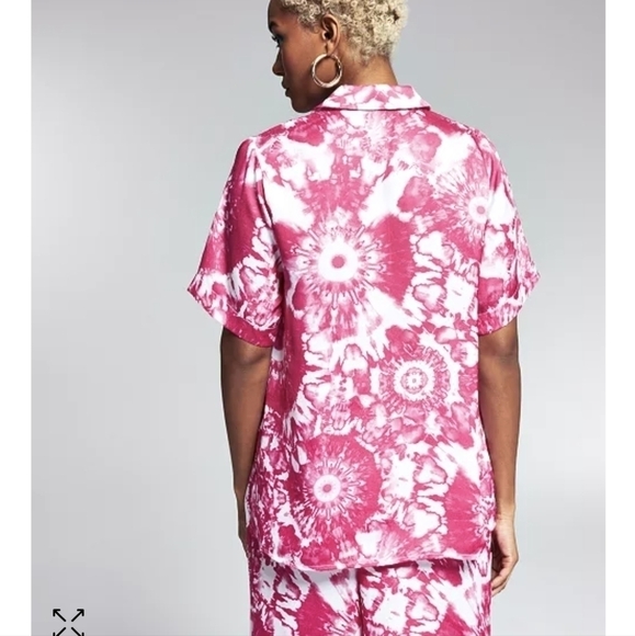 ADE Samuel Pink Tie Dye Button Down Blouse NWT XXXL 3x 18 / 20 Plus summer - Picture 3 of 17